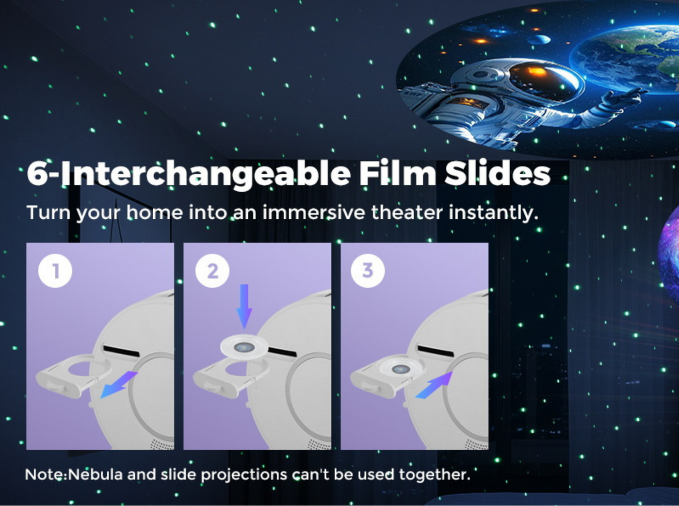 Apex smart star projector pro 6 interchangeable flip slides