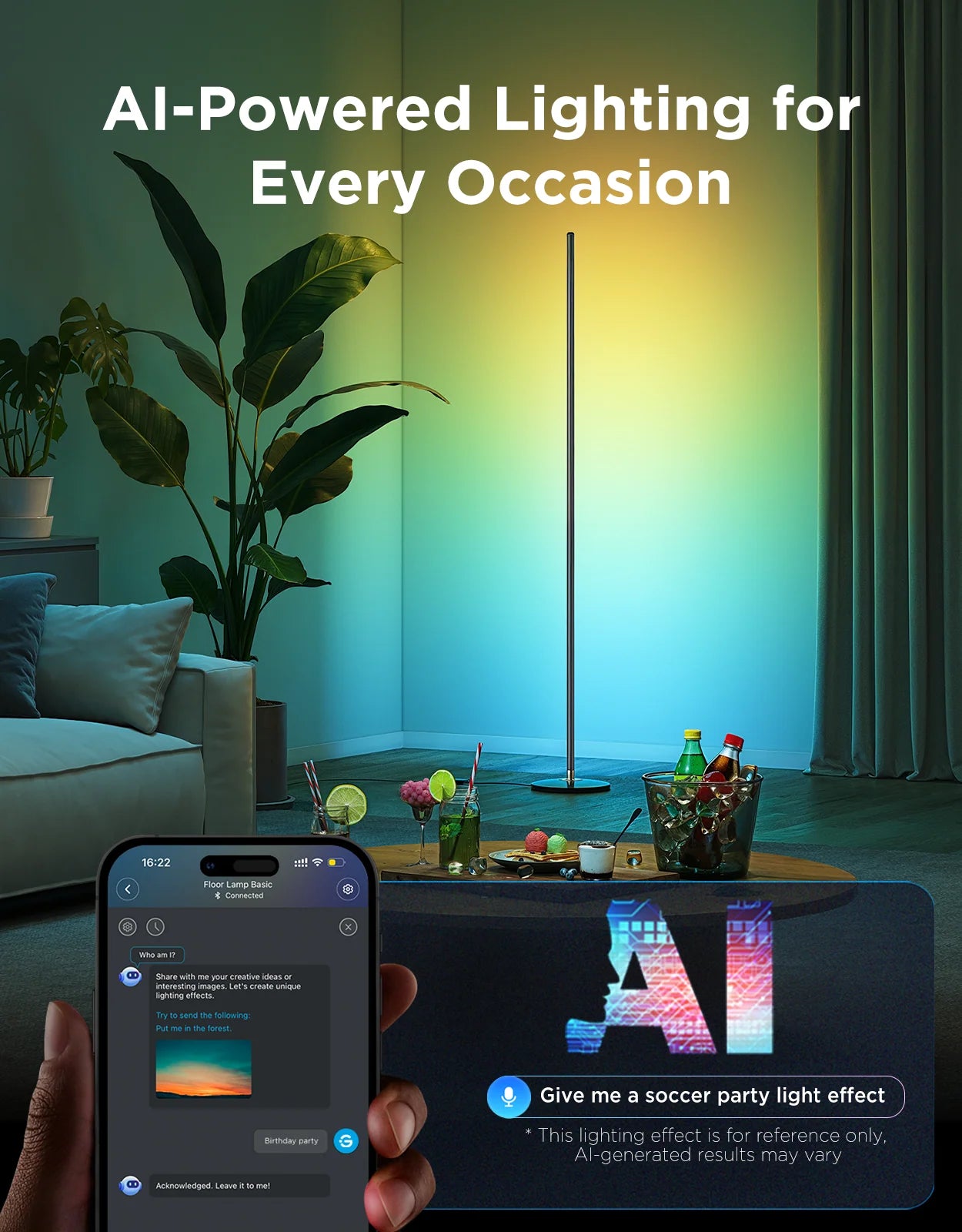 Apex Light x Govee RGBIC floor lamp in India with vibrant multi-color glow , Apex Floor lamp Living room with AI-powered lighting system and smartphone control