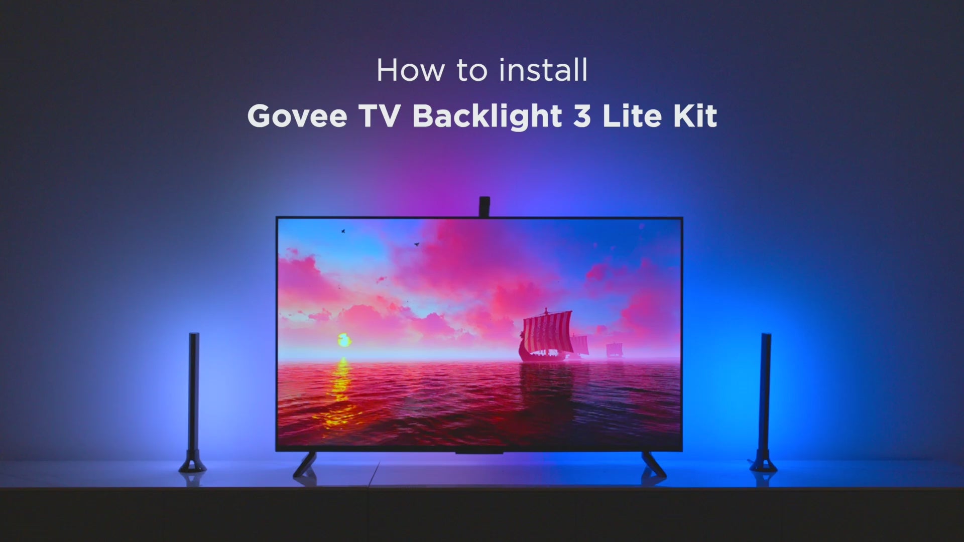 TV Backlight 3 Lite with Fish-Eye Correction Function Sync RGBICW Wi-Fi TV LED Backlight with Camera, Voice and APP Control, Adapter (Work with Smart TV and Everthing) (TV Size: 55-65 Inch)