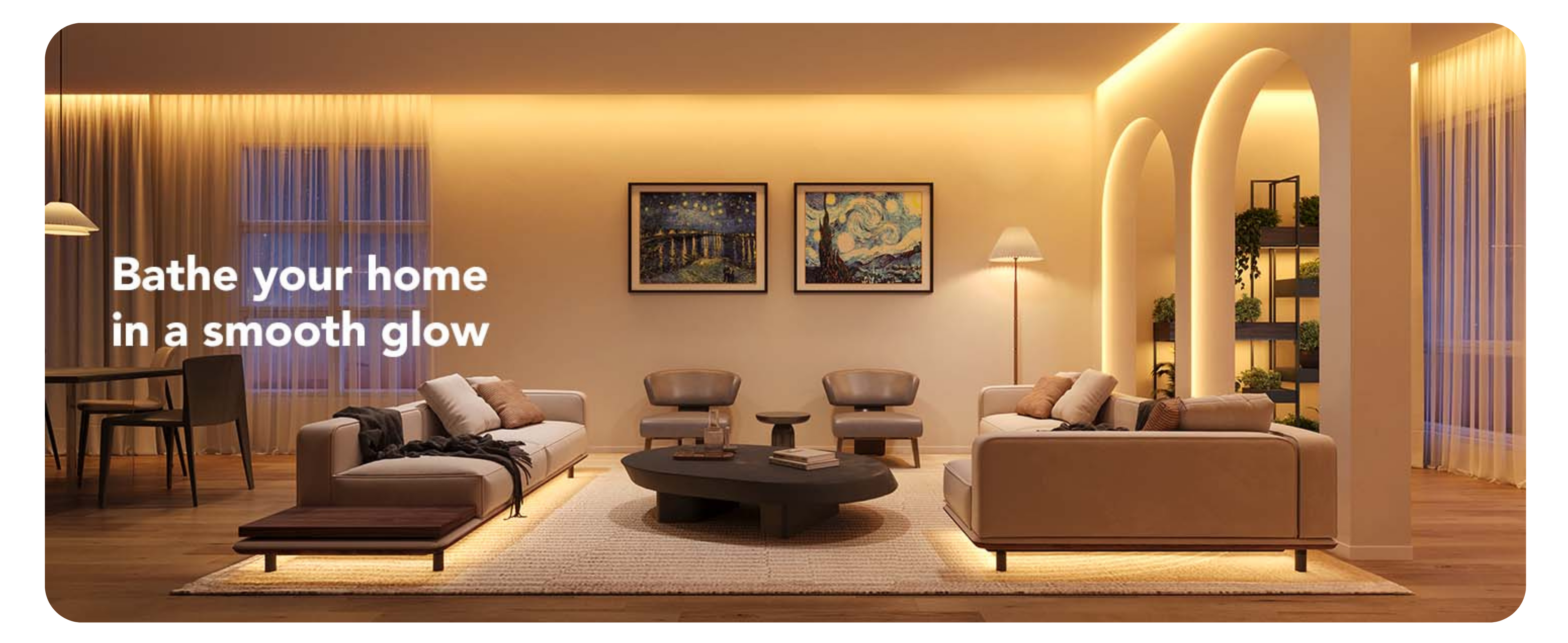 warm white led strip light in room set up , apex RGBIC led strip light with warm white colour , best led strip light in india