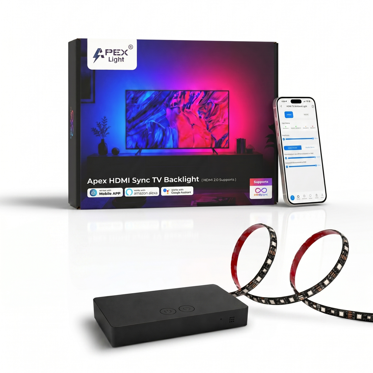Apex HDMI Sync TV Backlight ( HDMI 2.0 )( Upto 75 inch TVs )