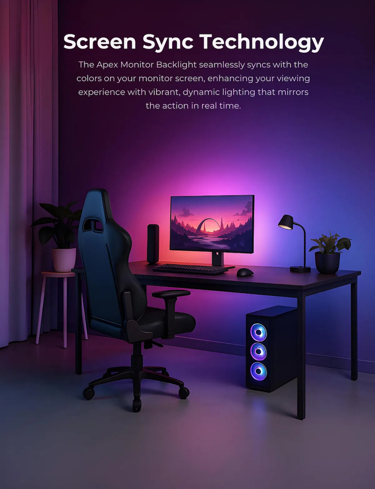 screen sync rgb lighting, monitor led strip easy install, adhesive rgb strip monitor, desktop app rgb control lights, rgb lights for gaming desk setup, pc backlight strip rgb, led strip for ultra wide monitor, rgb lighting for workspace, stylish monitor rgb lights, immersive screen lighting rgb, 16 million color rgb strip, rgb led strip for display, ambient light sync monitor, rgb gaming setup accessories, led backlight for lcd monitor, full color rgb monitor strip, pc lighting aesthetic rgb, customizable d