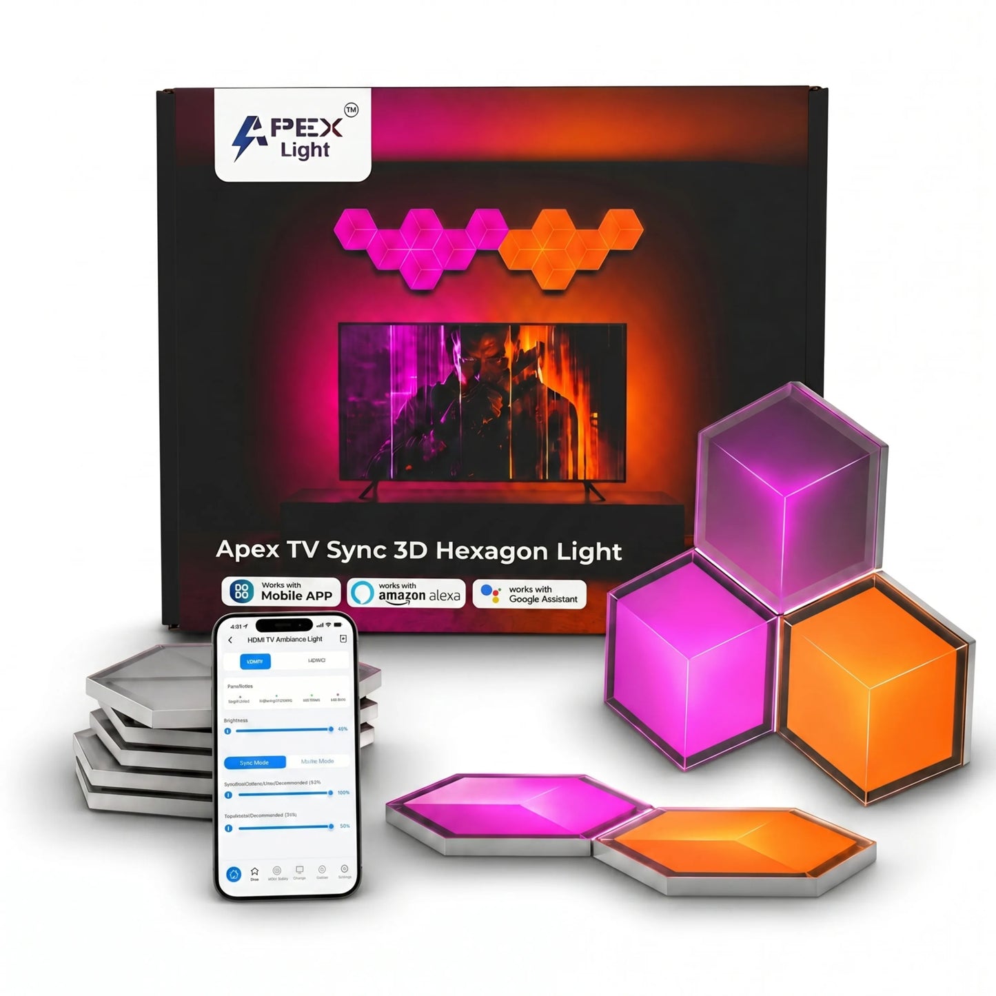 Apex TV Sync 3D Hexagon Light