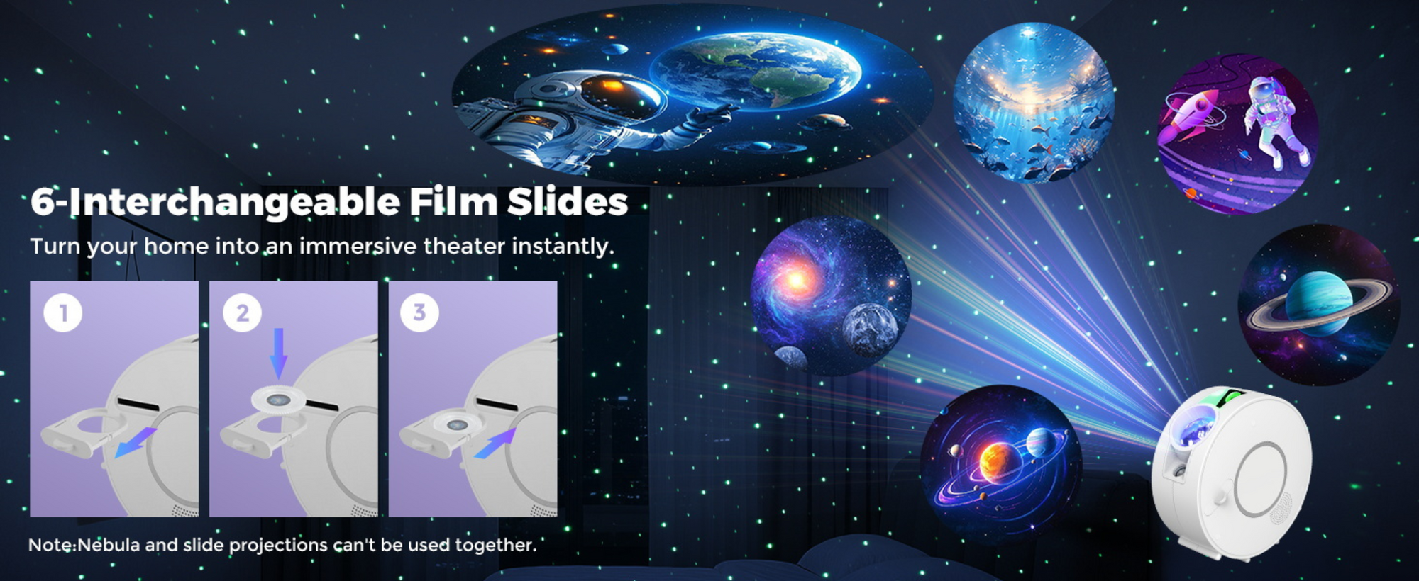 Apex smart star projector pro 6 interchangeable flip slides