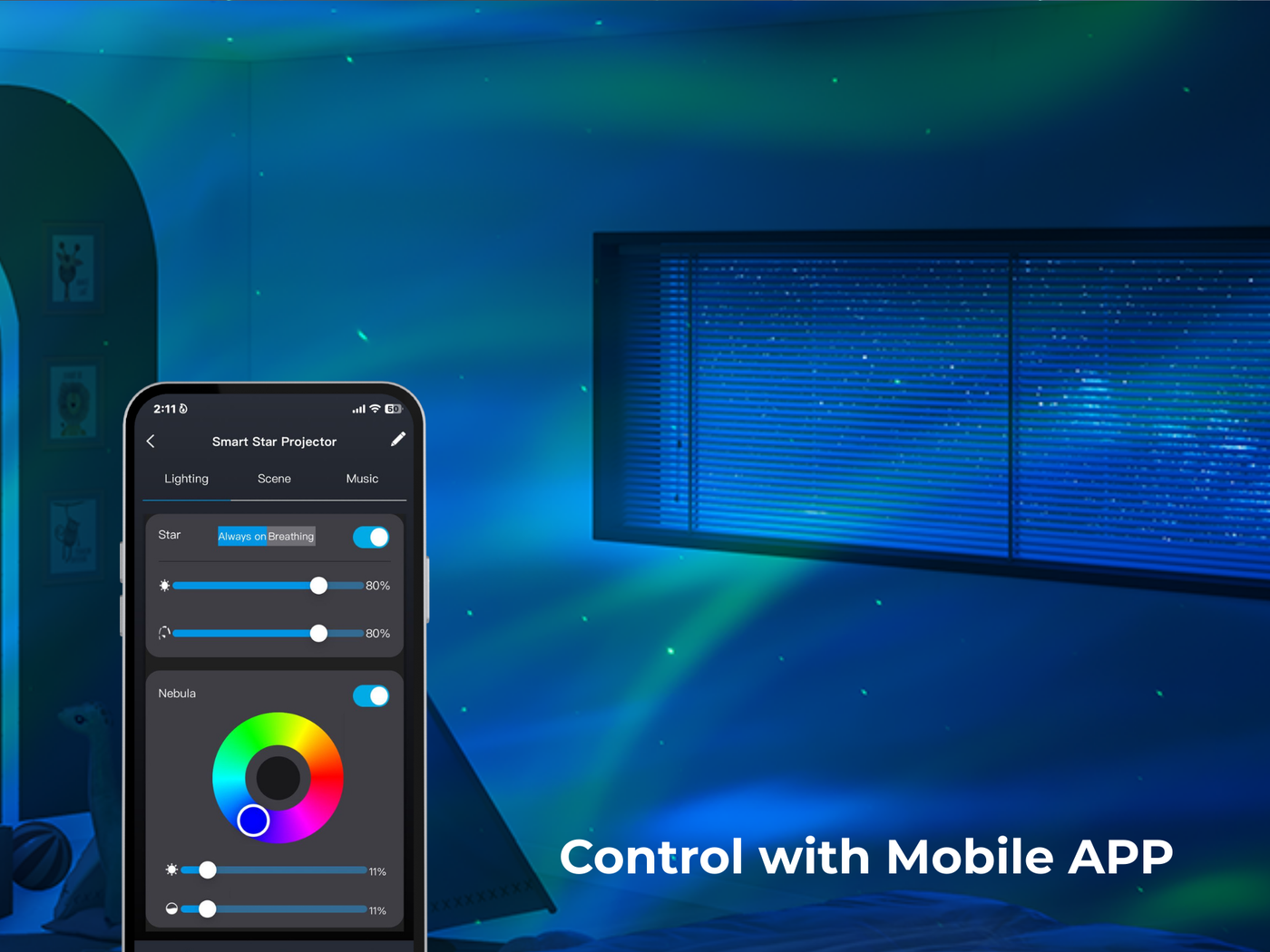 Apex smart star projector pro control with app