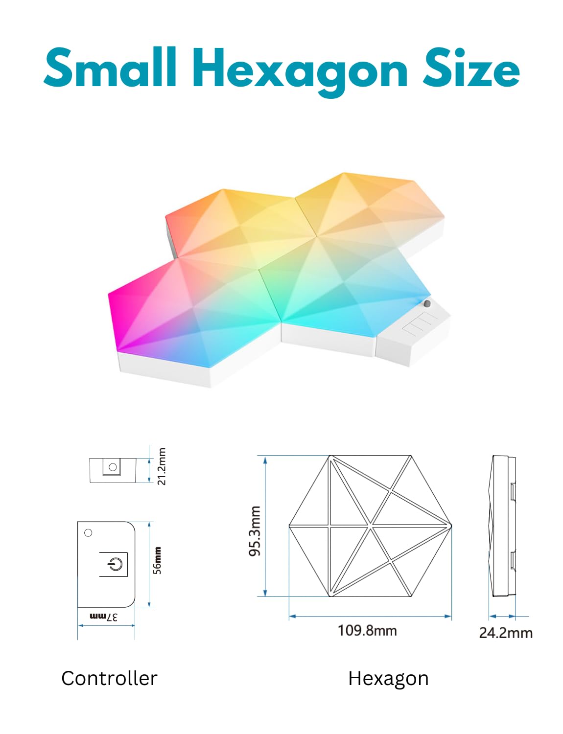 Apex Hexagon Light Panels, RGBIC Wall Light, Multicolor Effects, Music Sync, DIY Design, Smart APP Control, Compatible with Alexa & Google Assistant for Room, Gaming (Small, 10, Piece)
