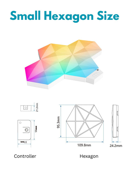 Apex Hexagon Light Panels, RGBIC Wall Light, Multicolor Effects, Music Sync, DIY Design, Smart APP Control, Compatible with Alexa & Google Assistant for Room, Gaming (Small, 10, Piece)
