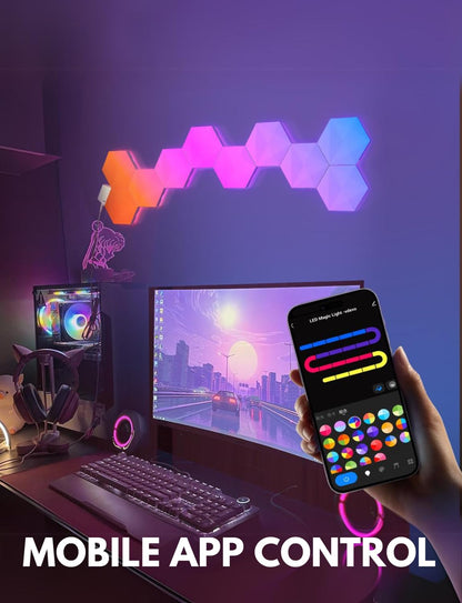 Apex Hexagon Light Panels, RGBIC Wall Light, Multicolor Effects, Music Sync, DIY Design, Smart APP Control, Compatible with Alexa & Google Assistant for Room, Gaming (Small, 10, Piece)
