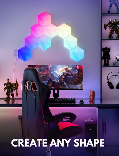 Apex Hexagon Light Panels, RGBIC Wall Light, Multicolor Effects, Music Sync, DIY Design, Smart APP Control, Compatible with Alexa & Google Assistant for Room, Gaming (Small, 10, Piece)
