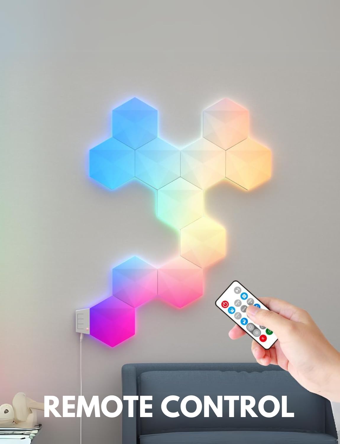 Apex Hexagon Light Panels, RGBIC Wall Light, Multicolor Effects, Music Sync, DIY Design, Smart APP Control, Compatible with Alexa & Google Assistant for Room, Gaming (Small, 10, Piece)
