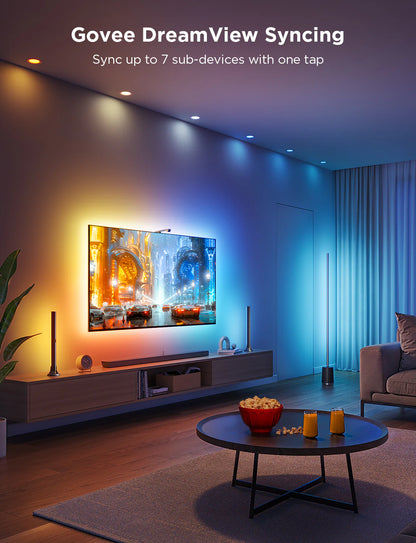 TV Backlight 3 Lite with Fish-Eye Correction Function Sync RGBICW Wi-Fi TV LED Backlight with Camera, Voice and APP Control, Adapter (Work with Smart TV and Everthing) (TV Size: 55-65 Inch)
