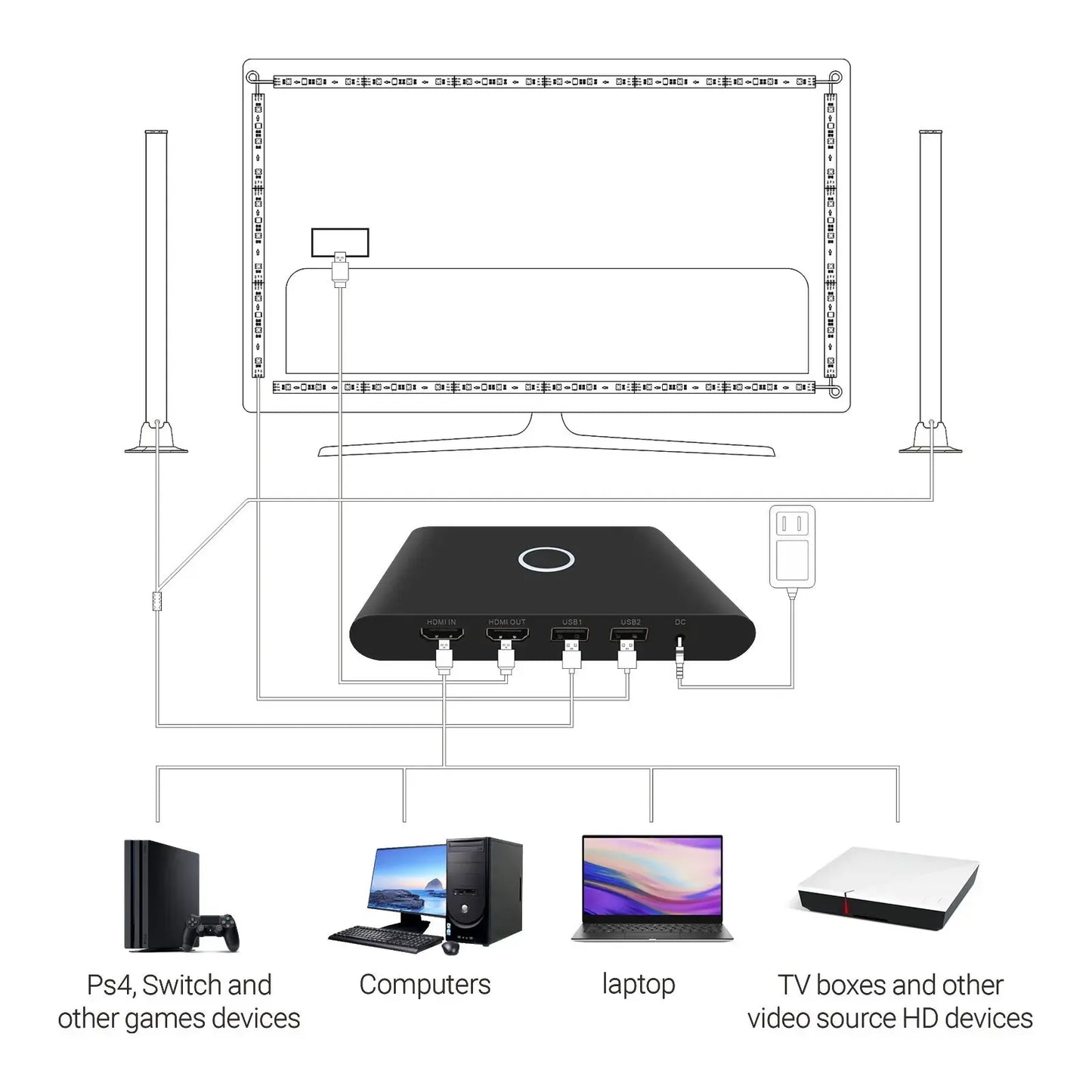 Apex HDMI Sync Box
Apex HDMI Controller
HDMI Sync Hub
HDMI Lighting Controller
TV Backlight Connection Kit
HDMI RGB Controller
HDMI Signal Controller
HDMI Input Box
HDMI Output Controller
HDMI Pass Through
HDMI Connection Diagram
TV Sync Connection
TV Backlight Installation
RGB TV Wiring Kit
Smart HDMI Hub
HDMI Splitter Lighting
HDMI Video Controller
Video Sync Controller
Screen Sync Controller
RGB Sync Hub
Gaming Console Sync Box
PS5 HDMI Sync
Xbox HDMI Sync
Nintendo Switch HDMI Sync
Gaming Device Lighting