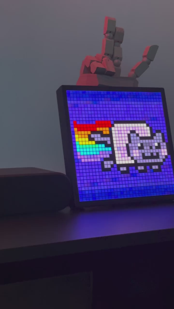 Pixel display LED panel showing custom animations and text designs