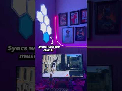 Apex RGBIC hexagon lights for gaming setup with modular wall panel design